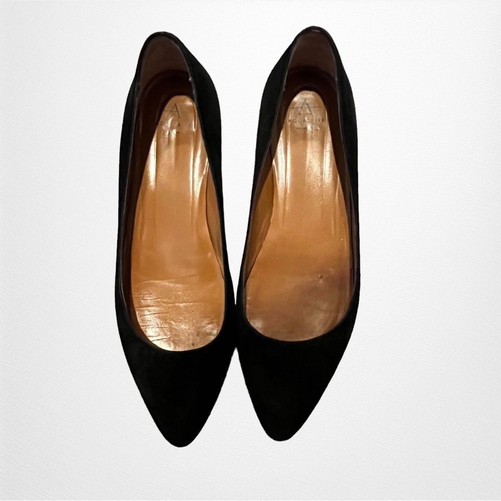 AQUATALIA Penina Black Suede Pointy Toe Slip-Ons Size 6-1/2